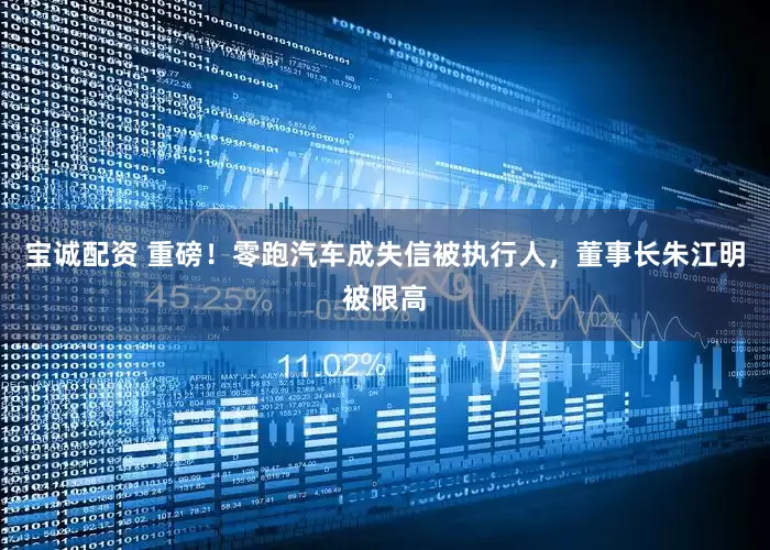 宝诚配资 重磅！零跑汽车成失信被执行人，董事长朱江明被限高